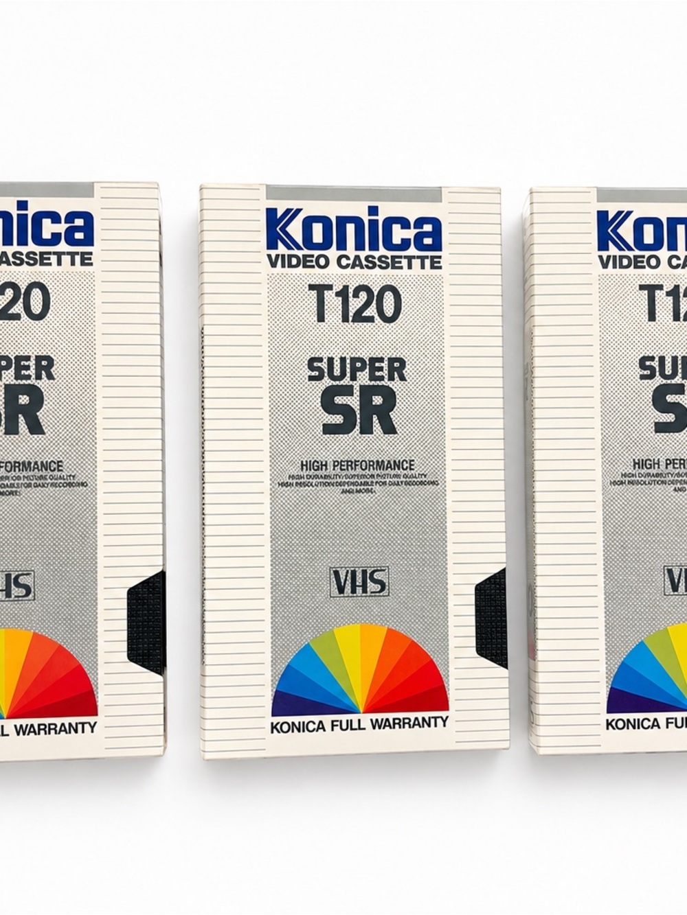 T120 Super SR VHS Video Cassette - White 3 pack